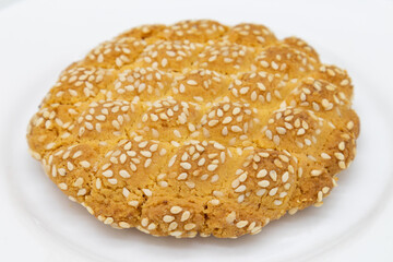 Asian Sesame Cookie on a White Plate