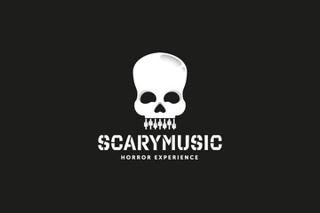 Scary Music Logo. Horror Skull Logo Design Template