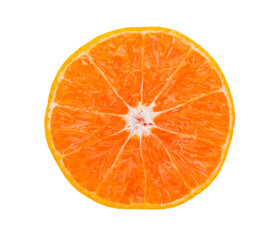 Slice of fresh orange with clipping path isolated on white background.