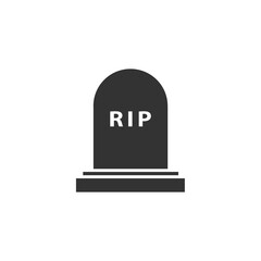 Rip grave icon. Tombstone burial symbol. Vector illustration isolated on white.