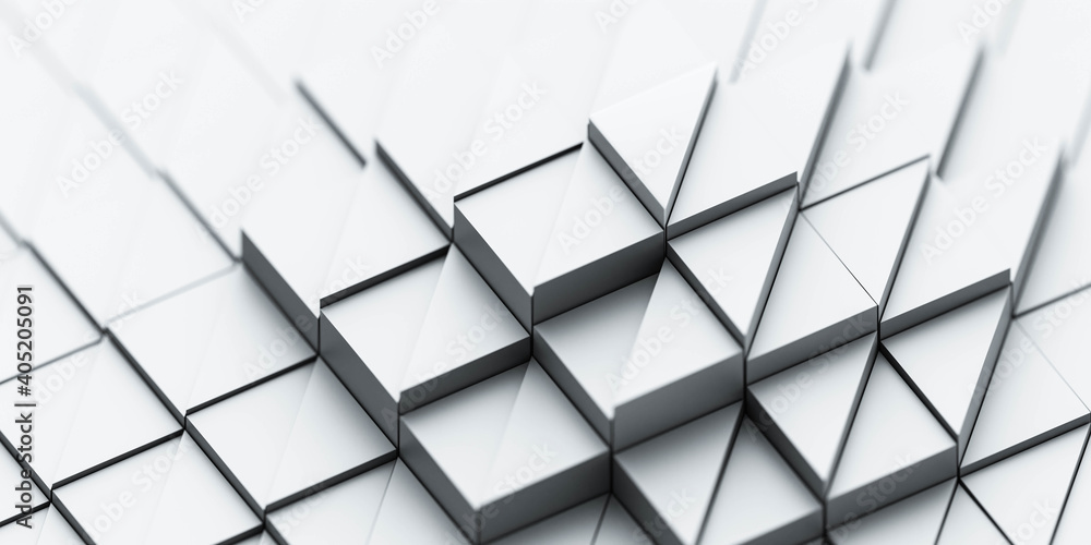 Poster abstract wave made of white triangular shapes polygon 3d render illustration