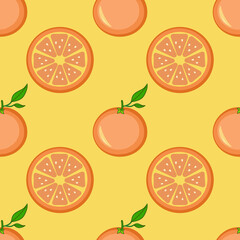 Pattern of orange and slices on a yellow background