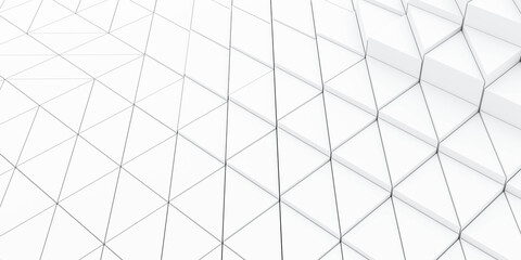Abstract white geometric shape with triangular shape 3d render illustration
