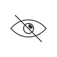 Sensitive content sign , eye . Vector icon. 18 plus content . Censored view. black illustration on whit background.