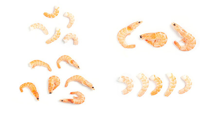 Raw shrimp. Prawns isolated on white background.