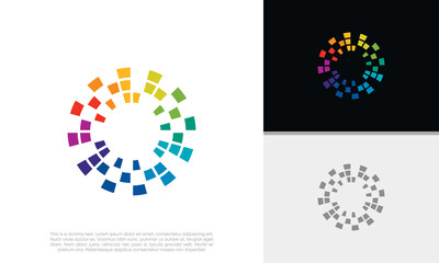 Abstract artificial intelligence logo. Innovative high tech logo template. Smart computer. machine learning. Cognitive logo. Technology Logo. Abstract analytic Logo.