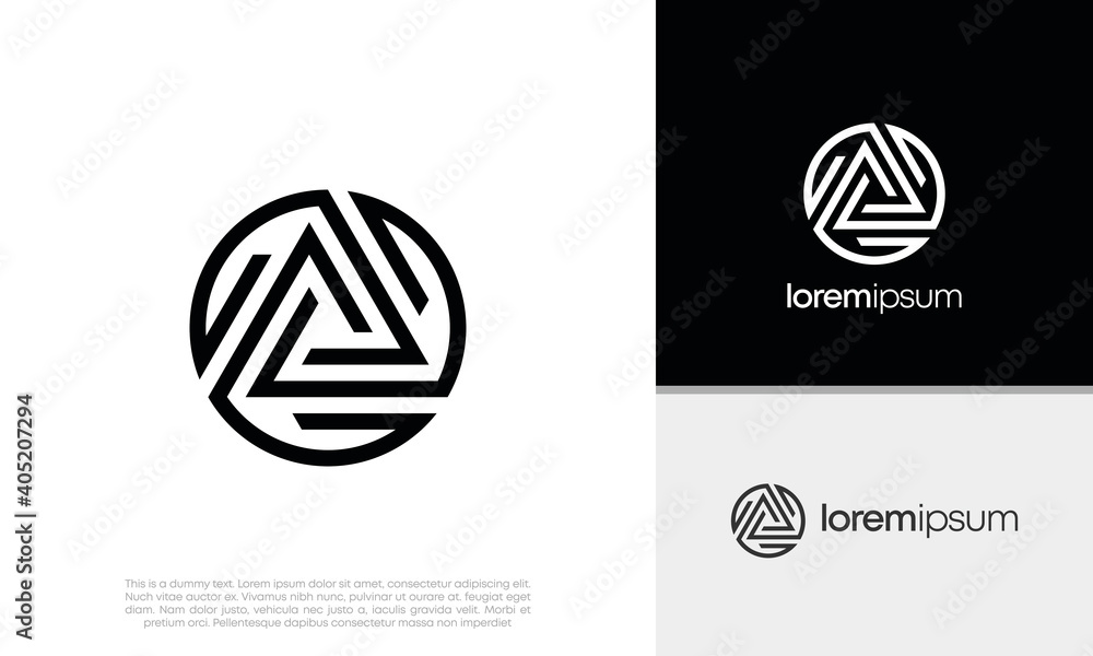 Wall mural innovative high tech logo template. template label for blockchain technology. initial a. technology 