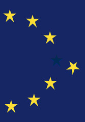 European star fallen from European flag 