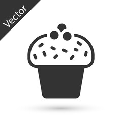 Grey Cake icon isolated on white background. Happy Birthday. Vector.