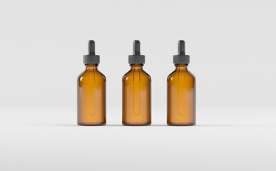 Dropper Bottle Mockup 3D Illustration - Three Bottles
