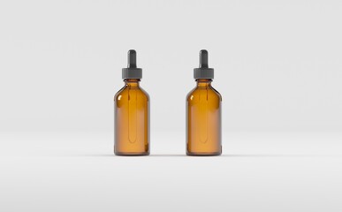 Dropper Bottle Mockup 3D Illustration - Two Bottles