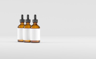 Dropper Bottle Mockup 3D Illustration - Three Bottles
