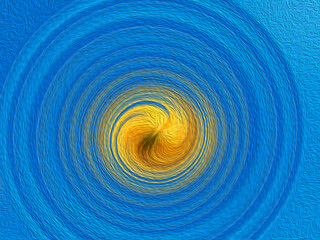 Blue and yellow color twisted oil painting background.Abstract background  effect withblue and yellow tone.Wallpaper design illustration.