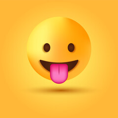 3d emoji Face with Stuck Out Tongue, Cheeky tongue out emoticon