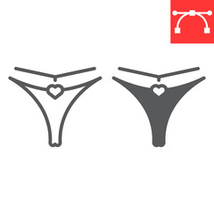 Sexy women underwear line and glyph icon, valentines day and bikini, g string sign vector graphics, editable stroke linear icon, eps 10.