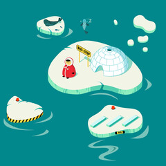 Cute eskimos ice bus station