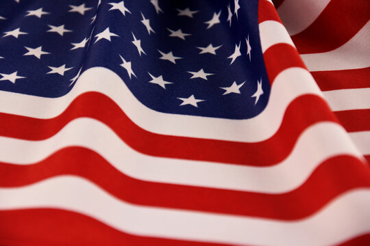 Wavy american flag close-up stock images. Detail of an American flag images. American flag background stock photo