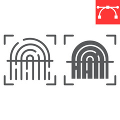 Obraz premium Fingerprint scan line and glyph icon, security and biometric, finger print sign vector graphics, editable stroke linear icon, eps 10.