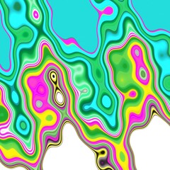 Blue yellow pink swirls abstract background with circles