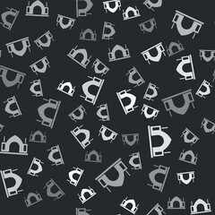 Obraz premium Grey Hindu spiritual temple icon isolated seamless pattern on black background. Vector.