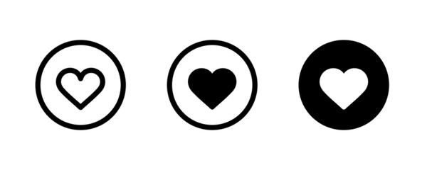 Heart Icon set. Love Like icons. Valentine's Day sign, emblem isolated on white background Editable and Flat style symbol for graphic and web design, logo,pictogram Vector