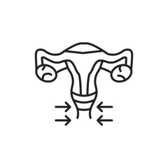 Intimate plastic female reproductive system line black icon. Sign for web page, mobile app, button, logo. Vector isolated element. Editable stroke.