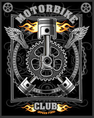 Plakat Vector of vintage car symbols. Motorbike service