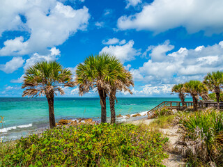 Sunny summer day at Caspersen Beach on the Gulf of Mexico in Venice Florida in the United States