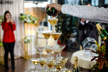 champagne glasses on the table