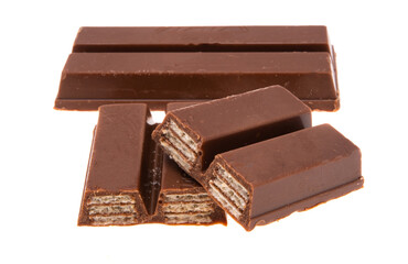 chocolate candy with crispy waffles isolated