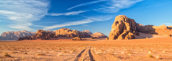 Tracks in the desert - banner background image