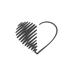 Heart icon Continuous one line drawing, Hand drawn vector minimalist illustration made of single line, black ad white graphics design element