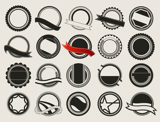 Collection of premium quality badges and guarantee labels with retro vintage styled design. Set of modern flat symbols