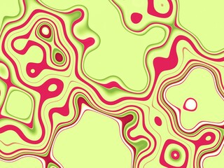 Green pink fluid shapes, design, abstract pattern with circles