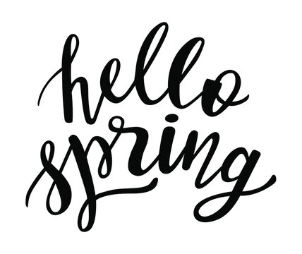 Hello Spring hand drawn lettering. Vector phrases elements for cards, banners, posters, mug, scrapbooking, pillow case, phone cases and clothes design. 