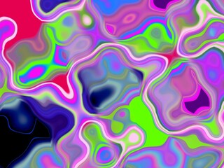 Pink green phosphorescent glass design, fluid abstract background with circles