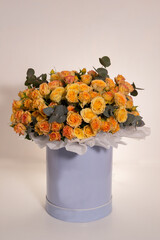 Beautiful bouquet with orange and yellow roses