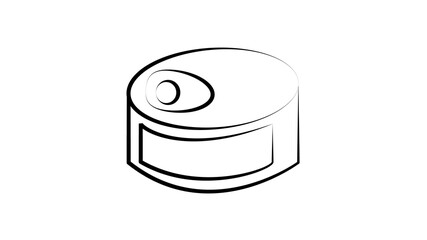 Black line Canned food icon isolated on white background. Food for animals. Pet food can. Vector Illustration