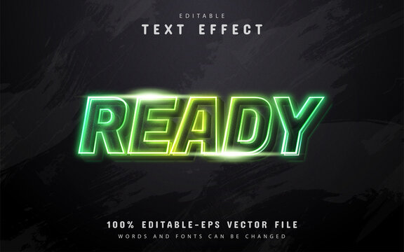 Ready Text, Green Neon Style Text Effect