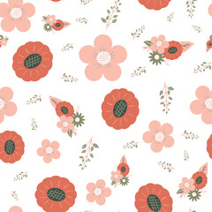 Vector retro vintage floral surface pattern design on white
