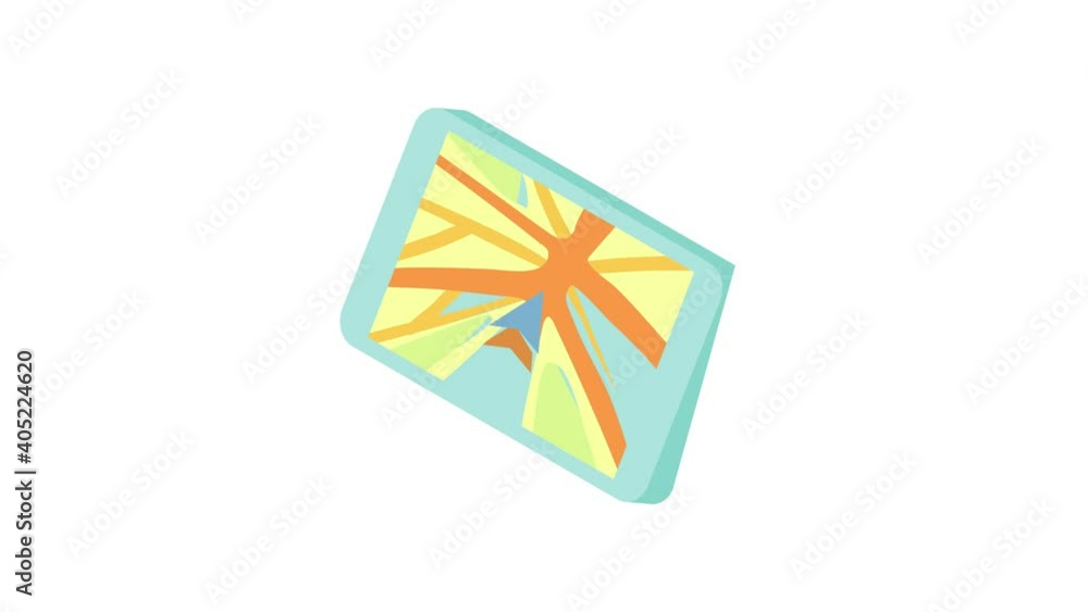 Poster map on tablet icon animation best object on white background