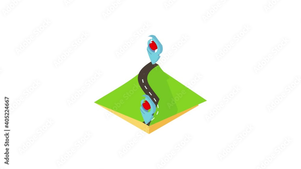 Poster route map icon animation best object on white background