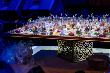 a buffet table with appetizers