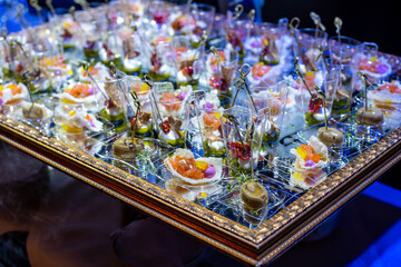 a buffet table with appetizers
