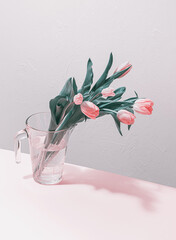 delicate pink tulips in a vase