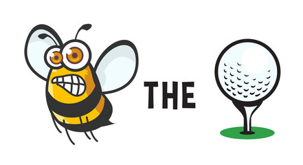 Bee the ball logo design, Natural Bee Honey Character with golf ball 