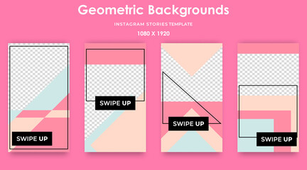 Social media story, posts, highlights template. Vector design backgrounds for social media with geometric pattern, beauty concept.