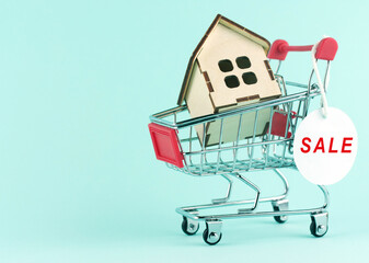 grocery cart and toy house concept sale