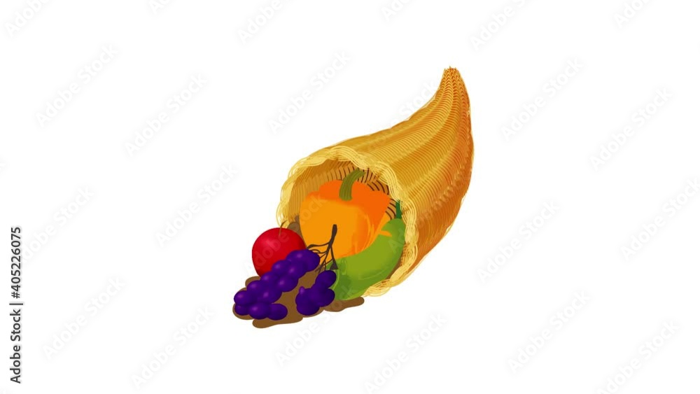 Poster cornucopia with fruit icon animation best object on white background