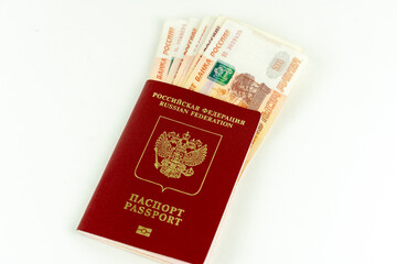 Fototapeta premium money in the passport, the concept of home away from home